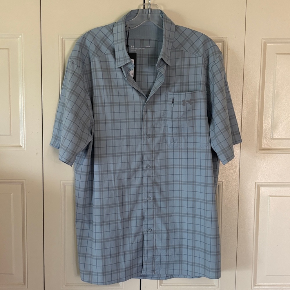 NWT UV Protect  Mens Lightweight Cool Comfortable Summer Sz Lg Gray Plaid